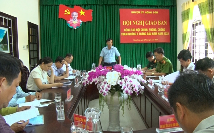 Nông Sơn: Giao ban công tác nội chính, phòng chống tham nhũng 6 tháng đầu năm 2022